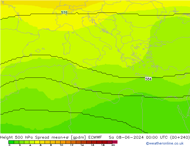 Géop. 500 hPa Spread ECMWF sam 08.06.2024 00 UTC