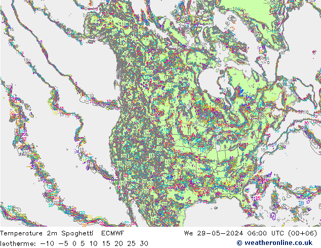 Temperaturkarte Spaghetti ECMWF Mi 29.05.2024 06 UTC