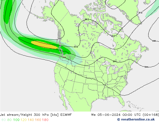 Straalstroom ECMWF wo 05.06.2024 00 UTC