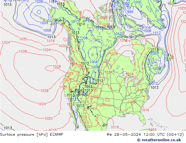 Bodendruck ECMWF Mi 29.05.2024 12 UTC