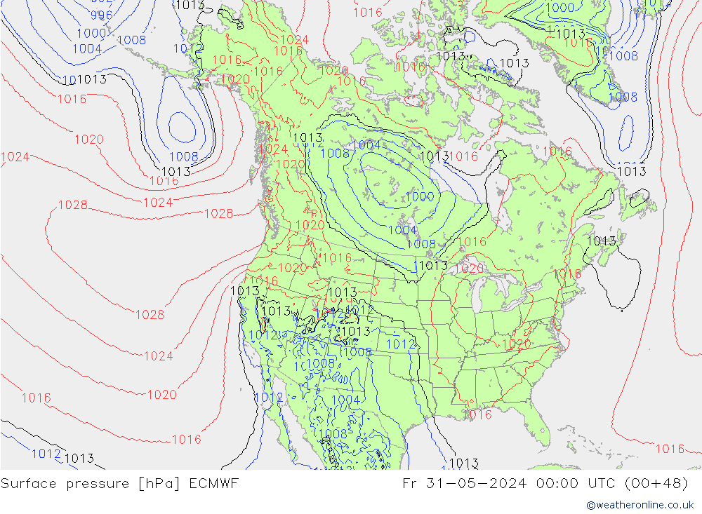 pressão do solo ECMWF Sex 31.05.2024 00 UTC