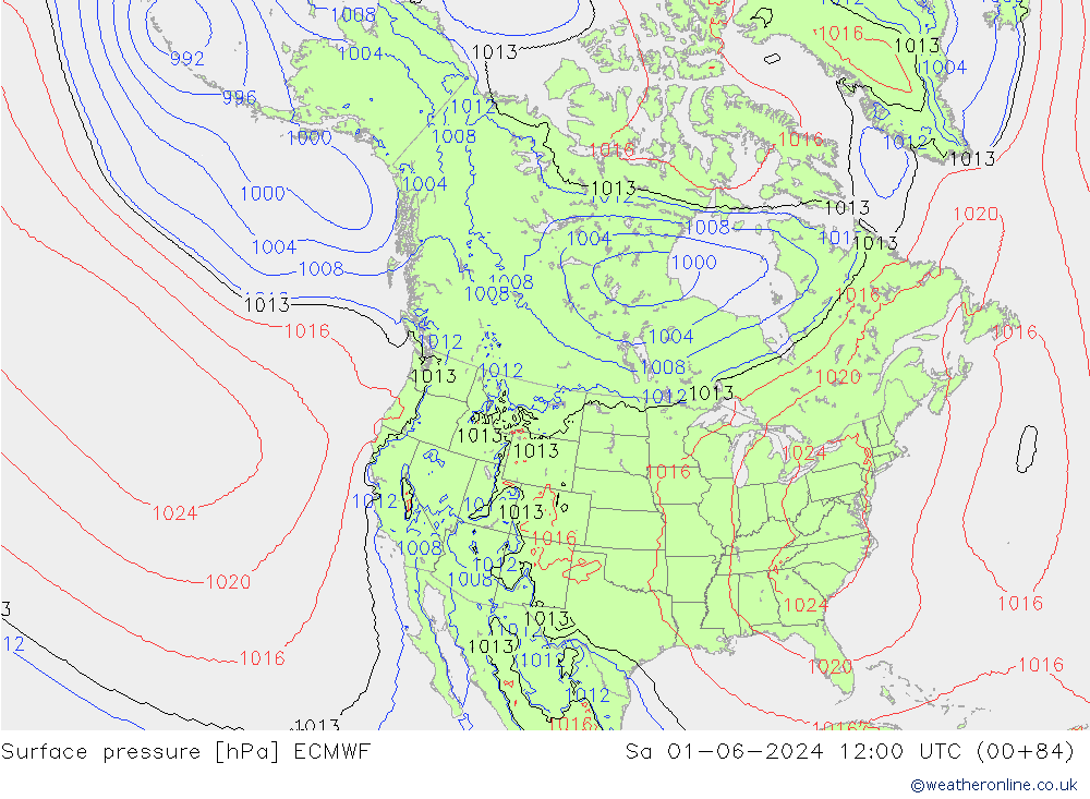 Surface pressure ECMWF Sa 01.06.2024 12 UTC