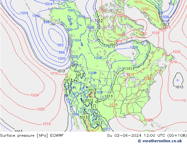 Surface pressure ECMWF Su 02.06.2024 12 UTC