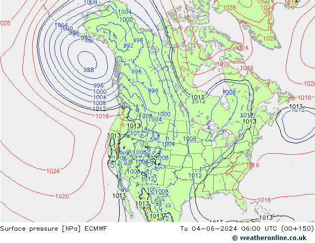 Surface pressure ECMWF Tu 04.06.2024 06 UTC