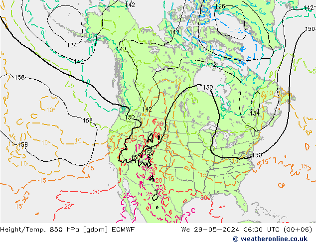 Height/Temp. 850 hPa ECMWF We 29.05.2024 06 UTC