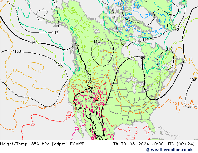 Géop./Temp. 850 hPa ECMWF jeu 30.05.2024 00 UTC