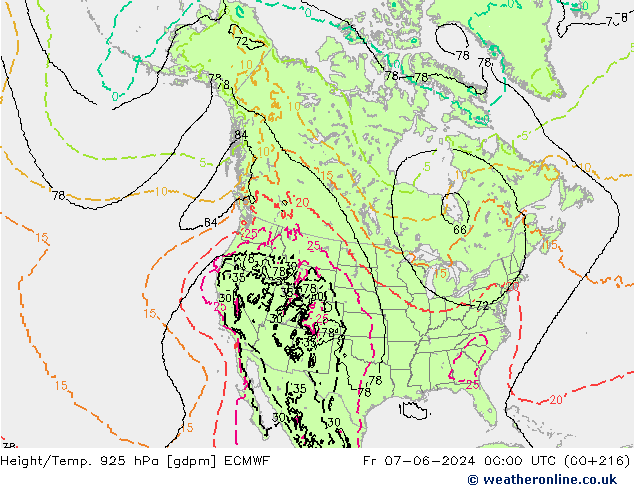 Yükseklik/Sıc. 925 hPa ECMWF Cu 07.06.2024 00 UTC