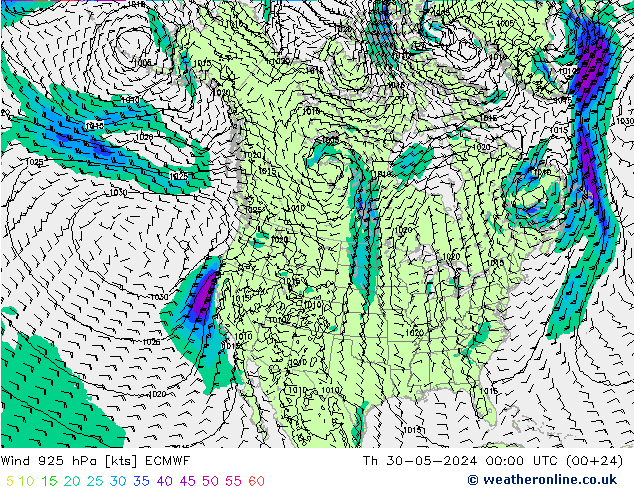 Rüzgar 925 hPa ECMWF Per 30.05.2024 00 UTC