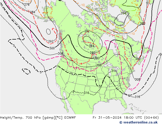 Yükseklik/Sıc. 700 hPa ECMWF Cu 31.05.2024 18 UTC