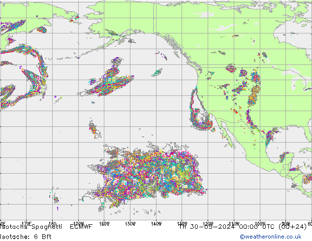 Isotachs Spaghetti ECMWF gio 30.05.2024 00 UTC