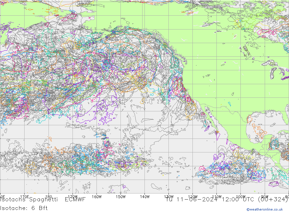 Isotachen Spaghetti ECMWF di 11.06.2024 12 UTC