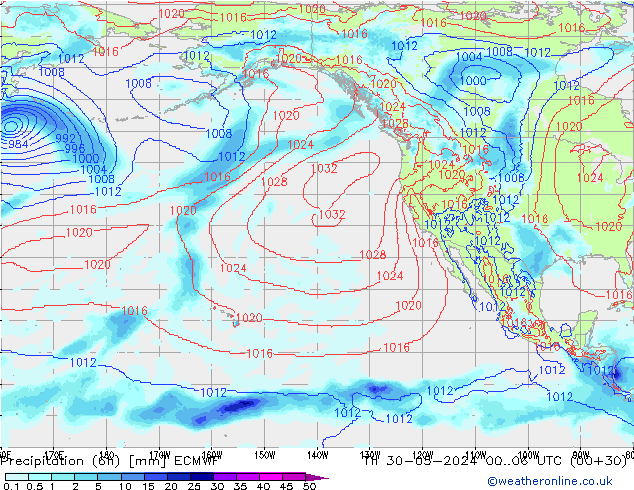 осадки (6h) ECMWF чт 30.05.2024 06 UTC