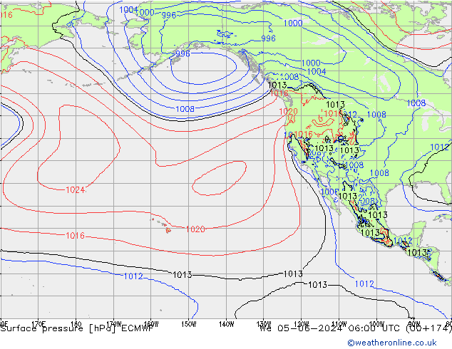 Pressione al suolo ECMWF mer 05.06.2024 06 UTC