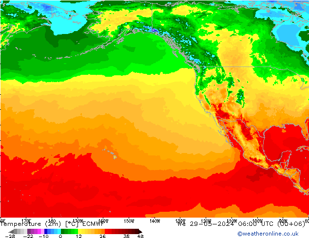 température (2m) ECMWF mer 29.05.2024 06 UTC