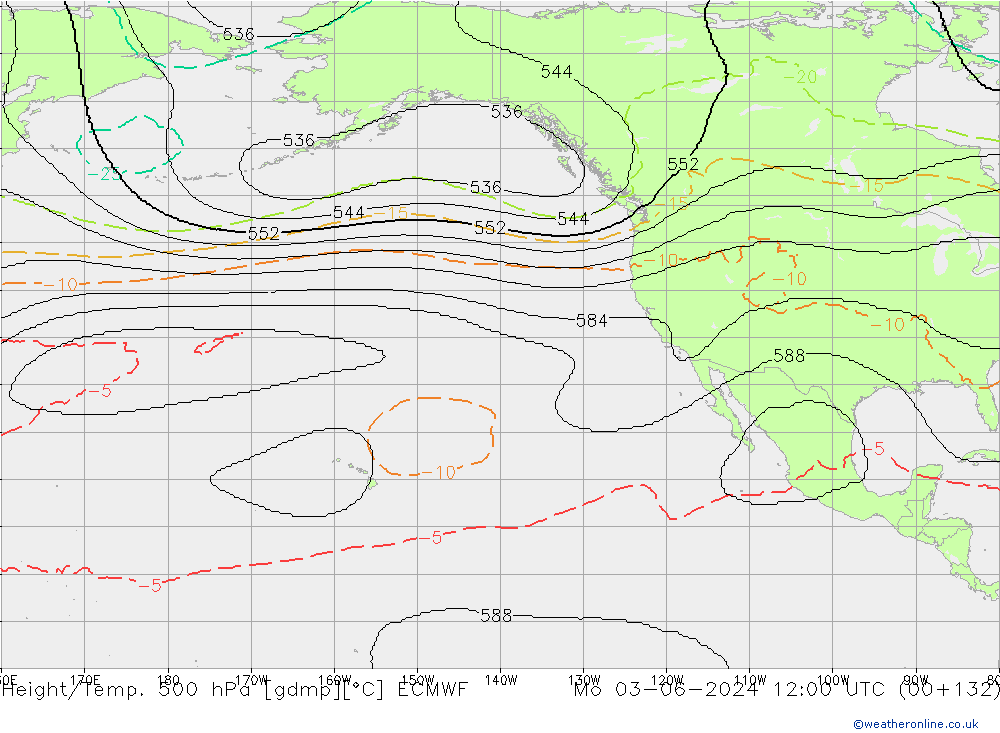 Yükseklik/Sıc. 500 hPa ECMWF Pzt 03.06.2024 12 UTC