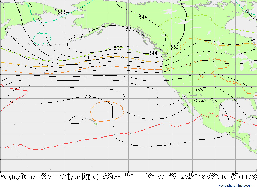 Height/Temp. 500 hPa ECMWF Mo 03.06.2024 18 UTC