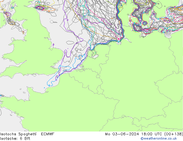 Isotachs Spaghetti ECMWF Po 03.06.2024 18 UTC