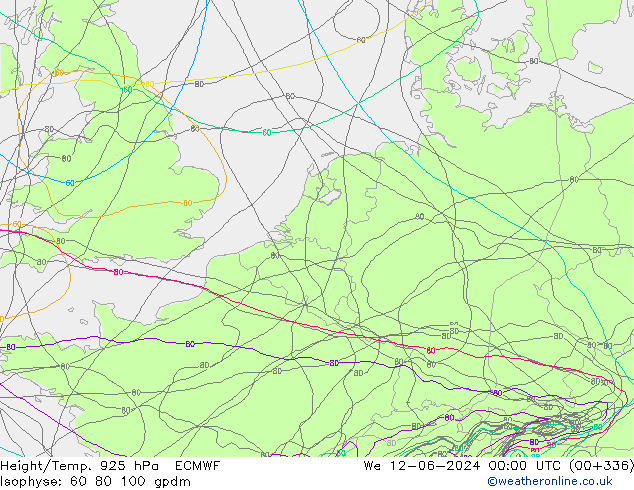 Height/Temp. 925 hPa ECMWF mer 12.06.2024 00 UTC