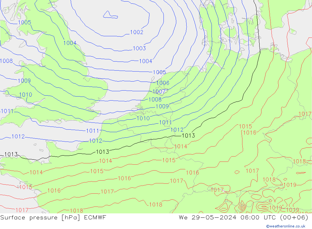 pression de l'air ECMWF mer 29.05.2024 06 UTC