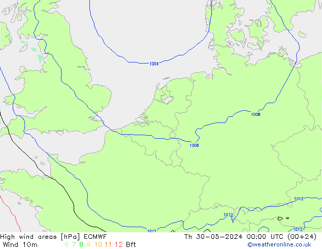 High wind areas ECMWF jeu 30.05.2024 00 UTC