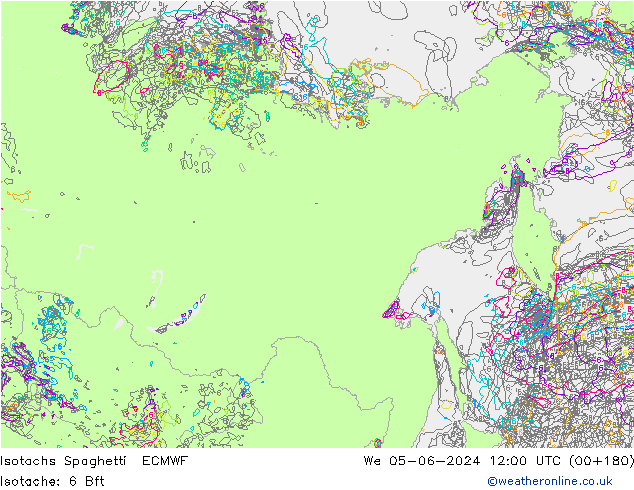 Isotachs Spaghetti ECMWF mer 05.06.2024 12 UTC