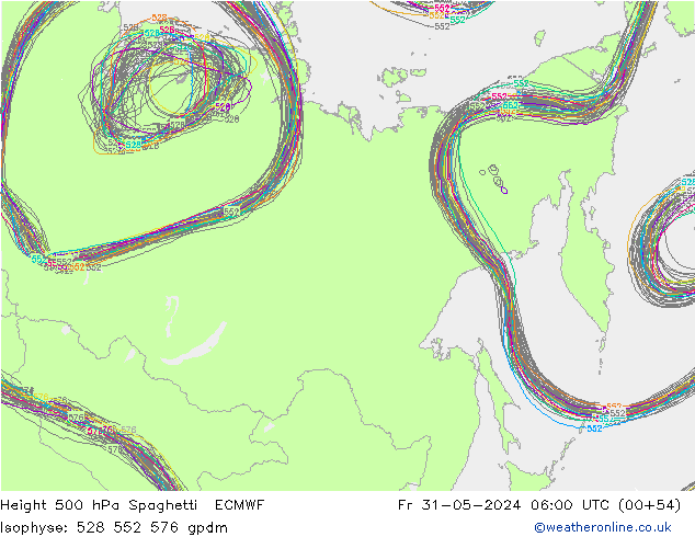 500 hPa Yüksekliği Spaghetti ECMWF Cu 31.05.2024 06 UTC