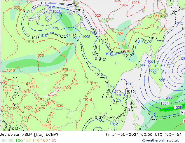 Corriente en chorro ECMWF vie 31.05.2024 00 UTC