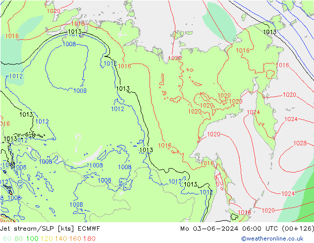 Jet stream/SLP ECMWF Mo 03.06.2024 06 UTC