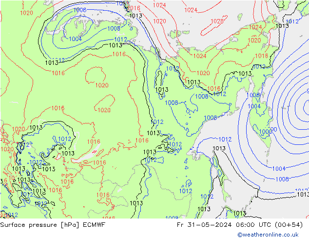 pressão do solo ECMWF Sex 31.05.2024 06 UTC