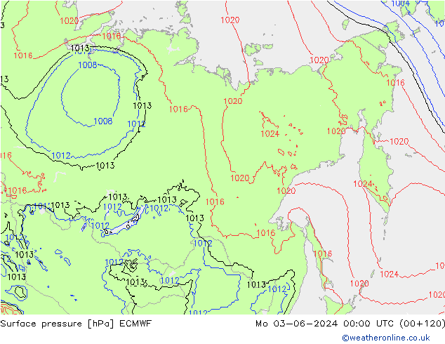 Surface pressure ECMWF Mo 03.06.2024 00 UTC