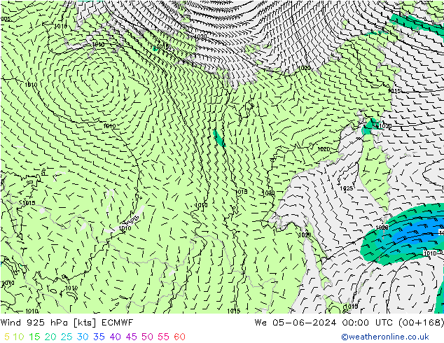 Wind 925 hPa ECMWF wo 05.06.2024 00 UTC
