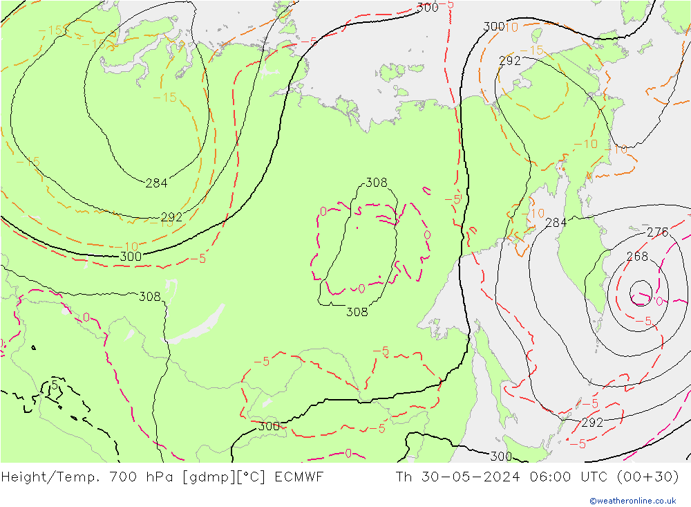 Height/Temp. 700 hPa ECMWF  30.05.2024 06 UTC