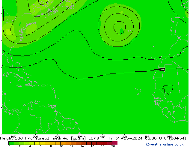 Height 500 hPa Spread ECMWF Fr 31.05.2024 06 UTC