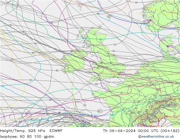 Hoogte/Temp. 925 hPa ECMWF do 06.06.2024 00 UTC