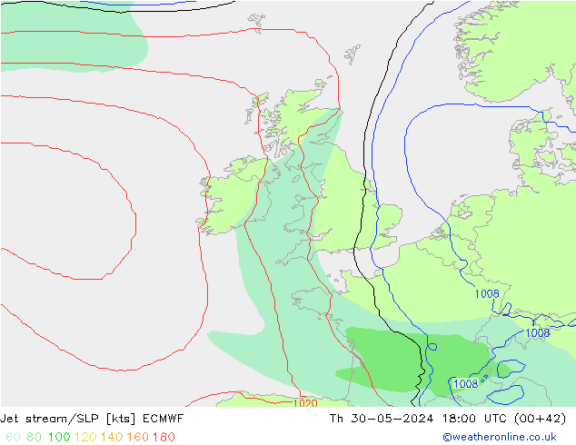 Jet Akımları/SLP ECMWF Per 30.05.2024 18 UTC