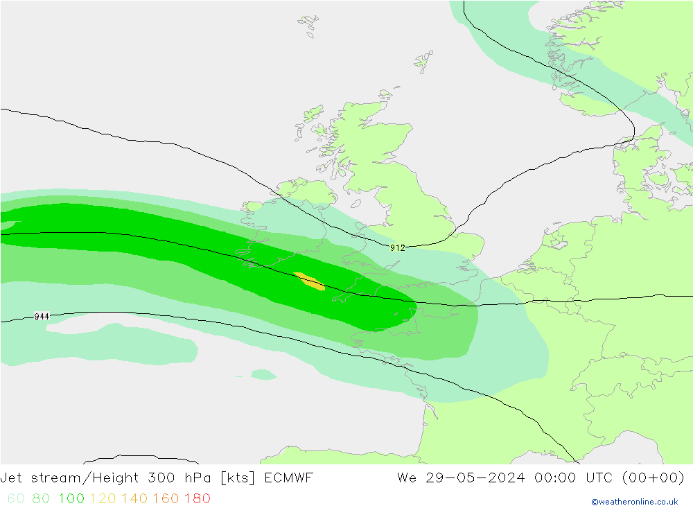 Jet stream/Height 300 hPa ECMWF We 29.05.2024 00 UTC