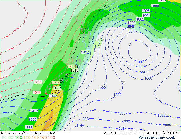 Corrente a getto ECMWF mer 29.05.2024 12 UTC