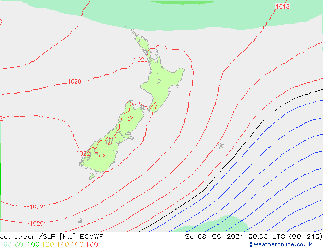 Jet stream/SLP ECMWF Sa 08.06.2024 00 UTC