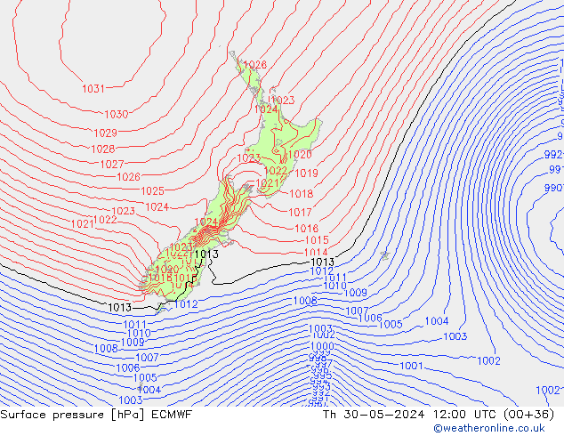 ciśnienie ECMWF czw. 30.05.2024 12 UTC