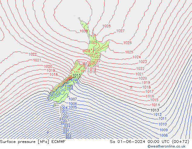 Surface pressure ECMWF Sa 01.06.2024 00 UTC