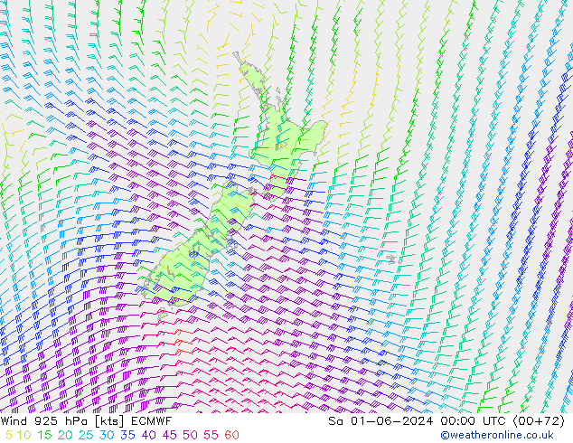 Wind 925 hPa ECMWF za 01.06.2024 00 UTC