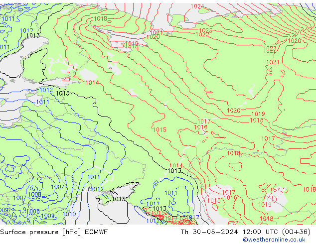 ciśnienie ECMWF czw. 30.05.2024 12 UTC