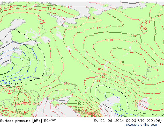 Yer basıncı ECMWF Paz 02.06.2024 00 UTC