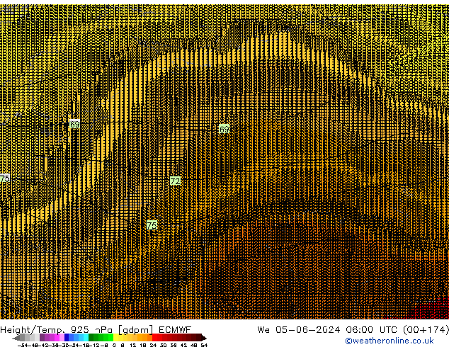 Height/Temp. 925 hPa ECMWF Mi 05.06.2024 06 UTC