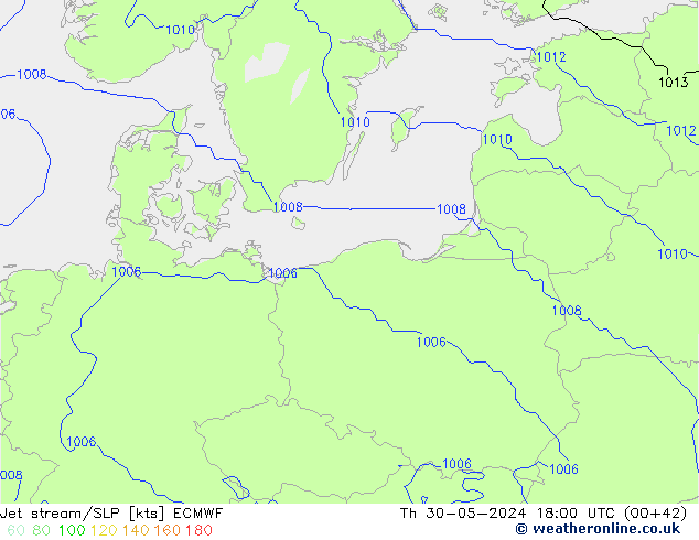 Jet stream/SLP ECMWF Čt 30.05.2024 18 UTC