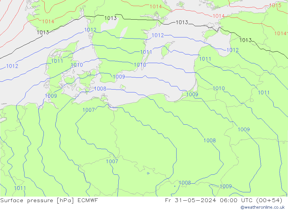 Surface pressure ECMWF Fr 31.05.2024 06 UTC