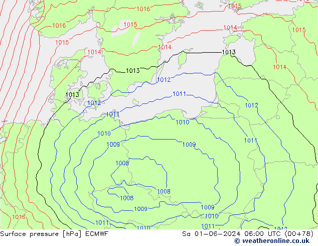 Atmosférický tlak ECMWF So 01.06.2024 06 UTC