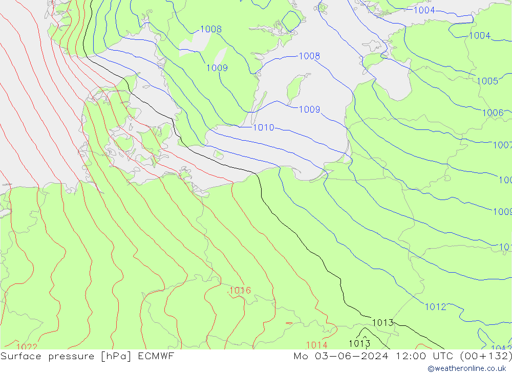 Pressione al suolo ECMWF lun 03.06.2024 12 UTC