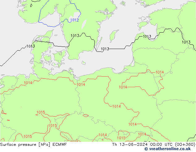 pressão do solo ECMWF Qui 13.06.2024 00 UTC