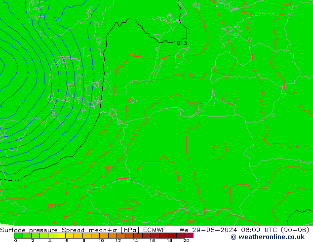 Yer basıncı Spread ECMWF Çar 29.05.2024 06 UTC